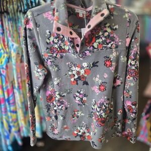 Vera Bradley Gray Floral Jacket with Pink Accents